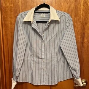 Brooks Brothers Non-Iron stripped Button-Up Shirt with White Collar